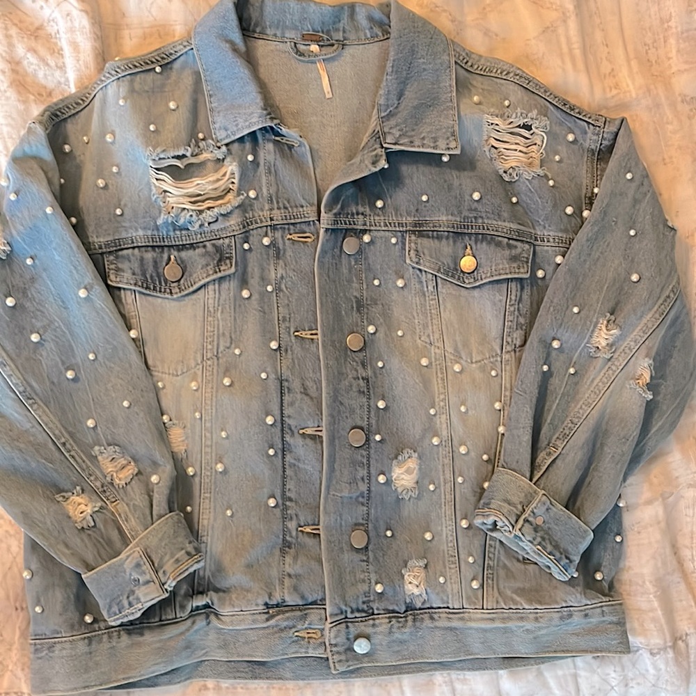 Free People Pearl Denim Jacket - Small